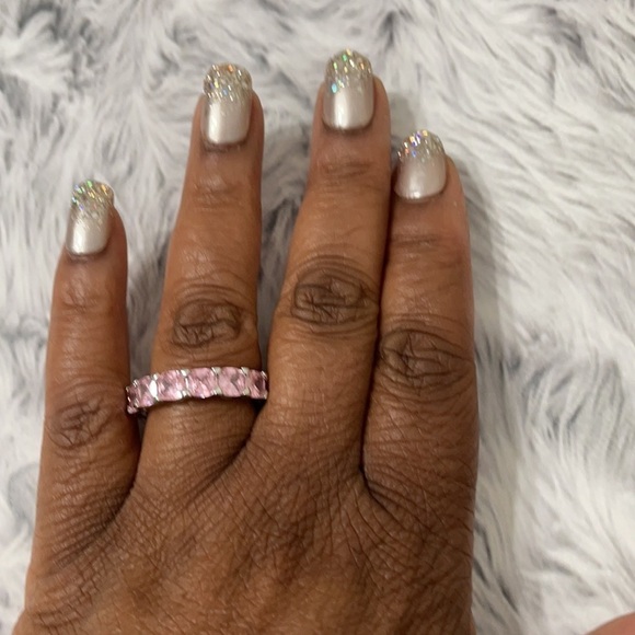 Pink Cubic Zirconia Eternity Ring - Picture 3 of 10